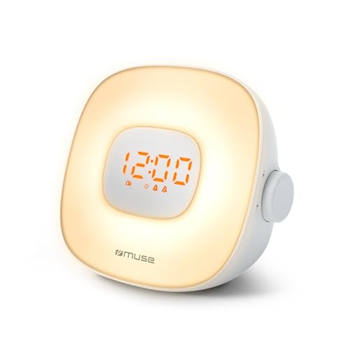 MUSE ML-198 CR Lichtwecker Radio: FM PLL Radio mit Naturklängen, Doppelalarm, LED-Beleuchtung und Dimmfunktion - Wecker mit Aufwachlicht und Farbwechsel von MUSE