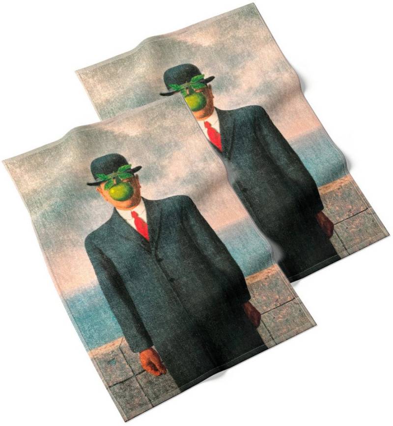 MuseARTa Gästehandtücher René Magritte - Der Sohn des Mannes, Baumwolle (2-St), Gästehandtücher Kunstwerke ca.60x40cm Küchentücher Baumwolle Frottee von MuseARTa
