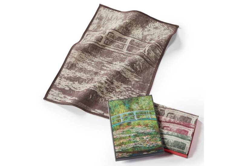 MuseARTa Geschirrtuch Claude Monet - Die japanische Brücke, (Set, 3-tlg., Set), MuseARTa Geschirrtücher (3 Stück), Kunstwerke ca.50x70 cm Geschenkbox von MuseARTa