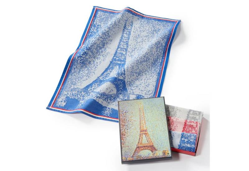 MuseARTa Geschirrtuch Georges Seurat - Der Eiffelturm, (Set, 3-tlg., Set), MuseARTa Geschirrtücher (3 Stück), Kunstwerke ca.50x70 cm Geschenkbox von MuseARTa