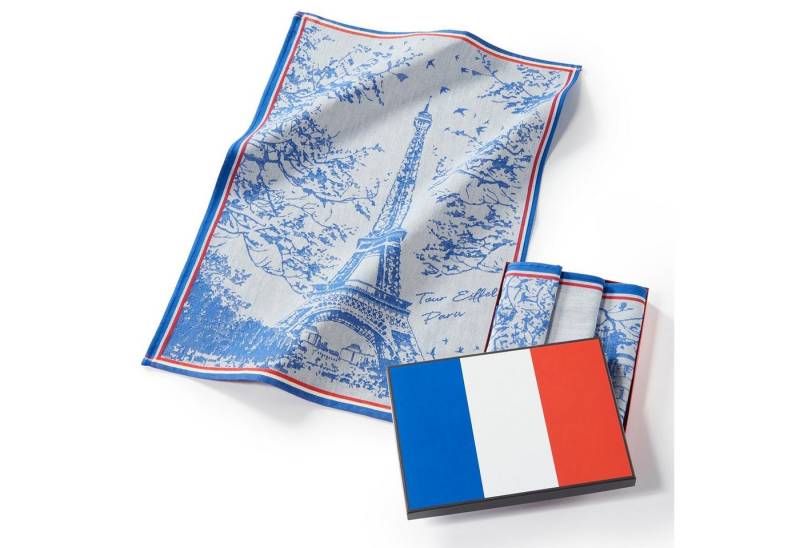MuseARTa Geschirrtuch Tour Eiffel - Louvre - Notre Dame - Paris, (Set, 3-tlg., Set), MuseARTa Geschirrtücher (3 Stück), Kunstwerke ca.50x70 cm Geschenkbox von MuseARTa
