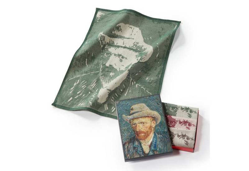 MuseARTa Geschirrtuch Vincent van Gogh - Selbstbildnis mit grauem Filzhut, (Set, 3-tlg., Set), MuseARTa Geschirrtücher (3 Stück), Kunstwerke ca.50x70 cm Geschenkbox von MuseARTa
