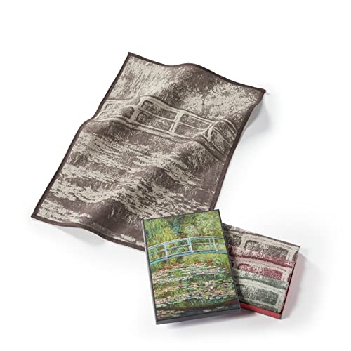 Musearta Unisex Geschirrhandtücher im 3er Set mit dem Motiv Bridge Over a Pond of Water Lilies des Künstlers Claude Monet aus Baumwolle in der Größe 50x70 cm, TT-CM-BW-10-V424190 von Musearta
