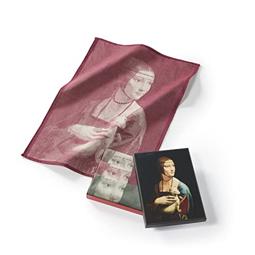 Musearta Unisex Geschirrhandtücher im 3er Set mit dem Motiv Lady with an Ermine des Künstlers Leonardo da Vinci aus Baumwolle in der Größe 50x70 cm, TT-LV-LE-10-V424198 von Musearta