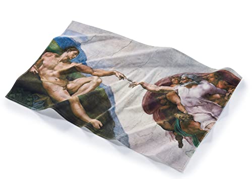 Musearta Unisex Strandhandtuch mit dem Motiv The Creation of Adam des Künstlers Michelangelo Buonarroti aus Baumwolle in der Größe 90x150 cm, BT-BM-TA-V424210 von Musearta
