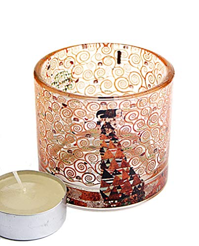 Museumsshop Teelichthalter Motiv Klimt Erwartung - Teelicht Glas von Parastone