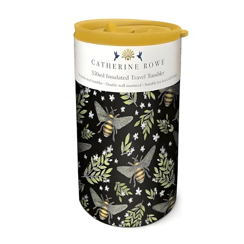 Museums & Galleries Catherine Rowe Isolierter Reisebecher – Honigbienen-Blumen-Design – 350 ml Edelstahlbecher – wiederverwendbarer Becher von Museums & Galleries