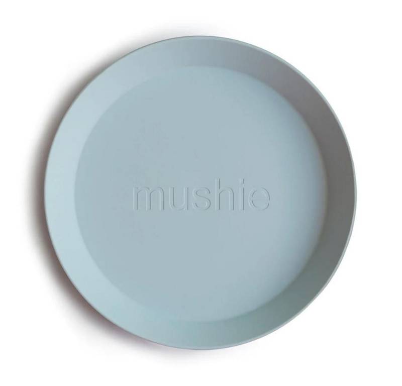 Mushie Kindergeschirr-Set Kinderteller Powder Blue 2er Set, Kunststoff BPA-frei Babyteller Babygeschirr von Mushie