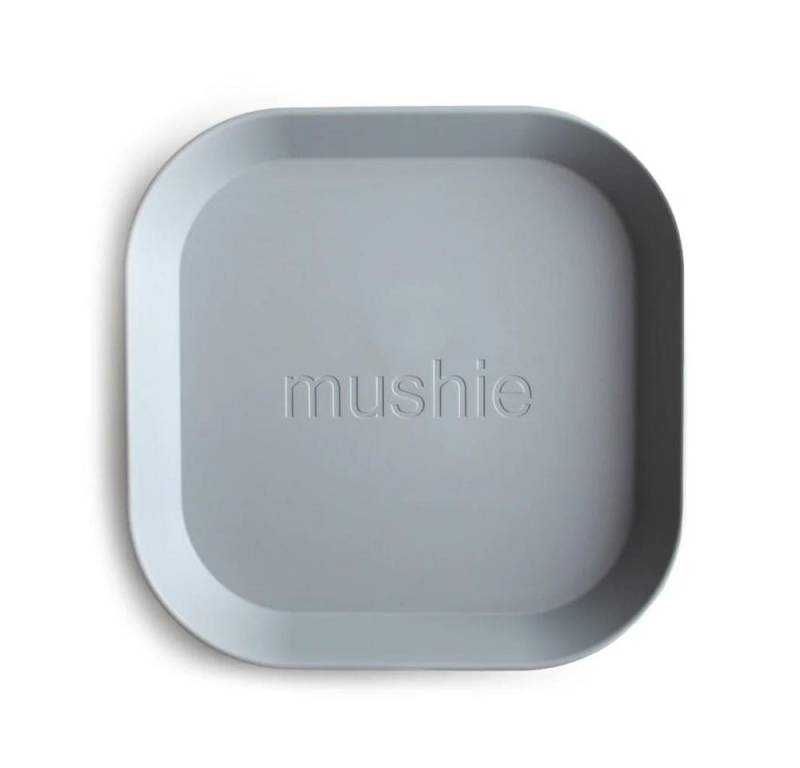 Mushie Kindergeschirr-Set SquareTeller Cloud 2er Set, Kunststoff Babyteller Kinderteller von Mushie