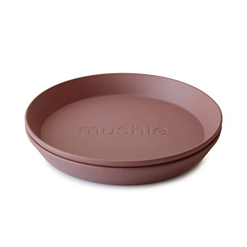 mushie Runde Geschirrteller für Kinder | 2er-Set | wiederverwendbar BPA-frei | spülmaschinenfest & mikrowellengeeignet | leicht zu halten | hergestellt in Dänemark | Woodchuck von mushie