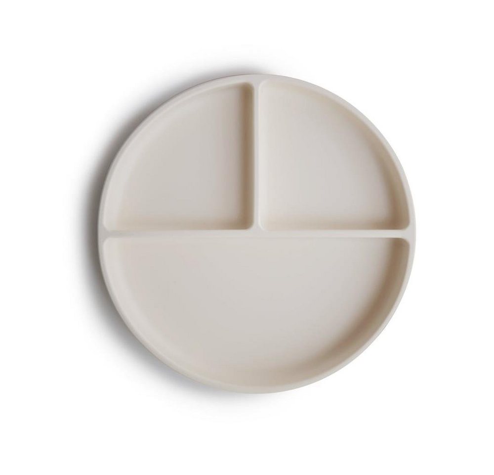Mushie Teller Babyteller Ivory, aus Silikon, mit Saugmechanismus, BPA-frei, D18,4 cm von Mushie