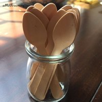 100 Mini Holz Löffel Schnupper Eis Handwerk Flache Hochzeit Parteien Bankette Einweg Kultikulierung Utensilien von MushroomWoodenCraft
