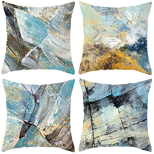 40x40CM Kissenbezug, Sofakissenbezüge Hellblau Marmor Couchkissenhülle Künstlerisch Pillowcases Polyester für Sofa Couch Wohnzimmer von Musihy