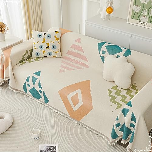 Couchbezug für Schlafcouch Ohne Armlehne, 180x400cm Geometrisches Muster Sofaüberwurf Decke Couch aus Chenille, (Bunt, 4 Sitzer) von Musihy