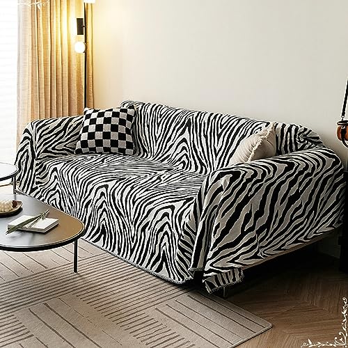 Musihy Couch Überzug, 130x180cm Zebrastreifen Sofaüberwurf Couchschutz für Haustiere Haare Hund Katze Kratzer aus Chenille, (Schwarz Weiß, 1 Sitzer) von Musihy