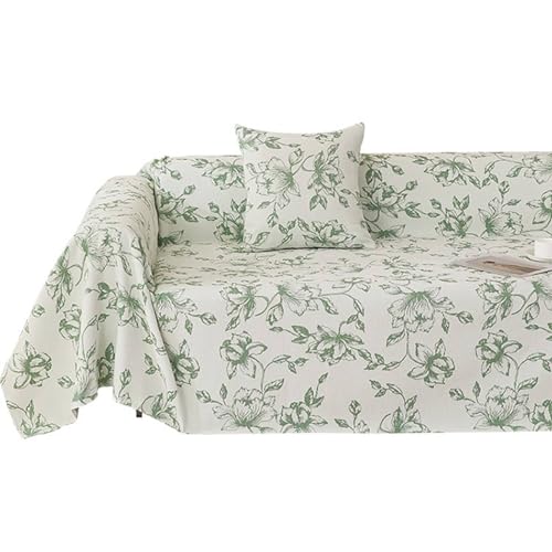 Musihy Couch Überzug, 180x150cm Blumendruck Möbelschutz Couchbezug aus Chenille, (Grün, 1 Sitzer) von Musihy