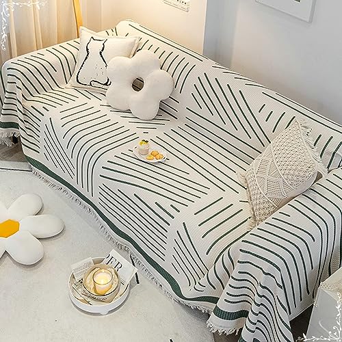 Musihy Sofa Überzug Abwaschbar, 180x130cm Einfaches Linienmuster Möbelschutz Couchbezug aus Polyester Baumwolle, (Grün, 1 Sitzer) von Musihy