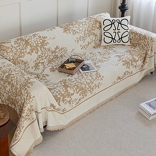 Musihy Sofa Überzug Abwaschbar, 180x260cm Baummuster Universal-Sofabezüge Wohnzimmer Möbelschutz aus Chenille, (Leichter Kaffee, 2 Sitzer) von Musihy