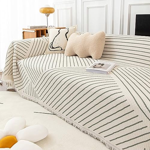 Musihy Sofa Überzug Decke, 180x280cm Twill-Muster mit Quaste Universal-Sofabezüge Wohnzimmer Möbelschutz aus Baumwolle, (Grau, 2 Sitzer) von Musihy