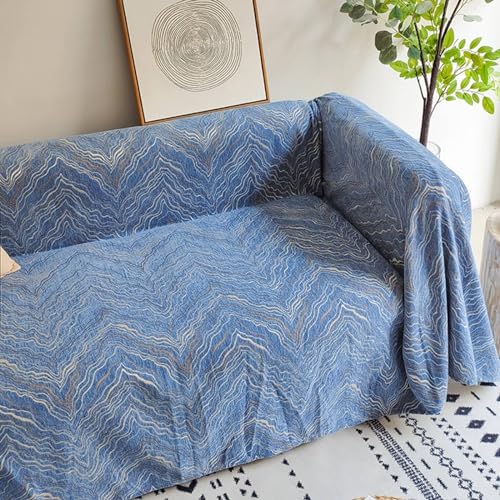 Musihy Sofa Überzug Kratzfest, 180x260cm mit einfacher Bergstruktur Couchschutz für Haustiere aus Chenille, (Blau, 2 Sitzer) von Musihy