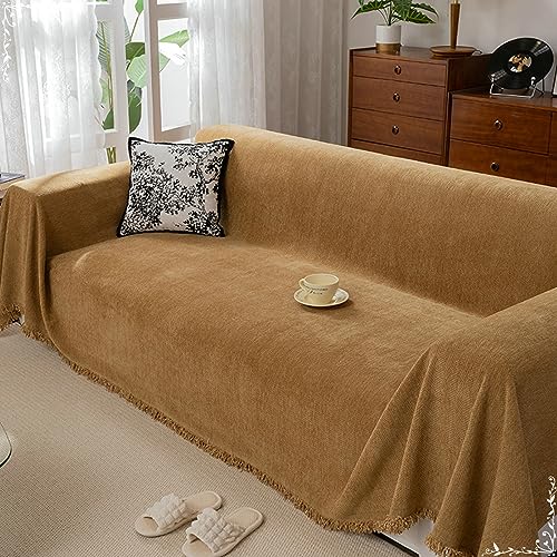 Musihy Sofabezug Katzenschutz, 180x280cm Fischgrätenmuster, einfarbig Couchschutz für Haustiere aus Chenille, (Kaffee, 3 Sitzer) von Musihy