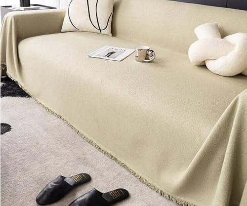 Musihy Sofabezug Polyester, 180x300cm Einfarbig mit Fransen Sofadecken zum Abdecken, (Lichtgrün, 3 Sitzer) von Musihy