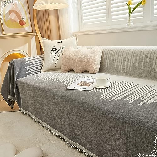 Musihy Sofabezug Schlafsofa, 180x200cm Unregelmäßiges Streifenmuster Möbelschutz Couchbezug aus Chenille, (Dunkelgrau, 2 Sitzer) von Musihy