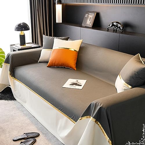 Musihy Sofabezug Universal, 180x180cm Zweifarbige Nähte Sofadecken zum Abdecken aus Stoff, (Dunkelgrau Weiß, 1 Sitzer) von Musihy