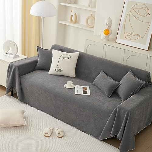 Musihy Sofabezug Universal, 180x300cm Einfarbig Möbelschutz Couchbezug aus Chenille, (Dunkelgrau, 3 Sitzer) von Musihy