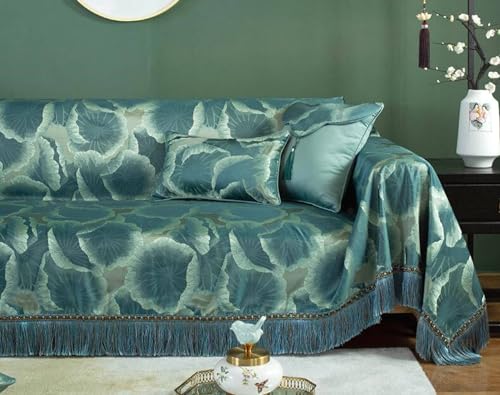 Sofa Überzug Decke, 190x300cm Blatt mit Quaste Wohndecke als Sofadecke, Couch Überwürf, Sofa Überzug aus Seide, (Dunkelgrün, 3 Sitzer) von Musihy