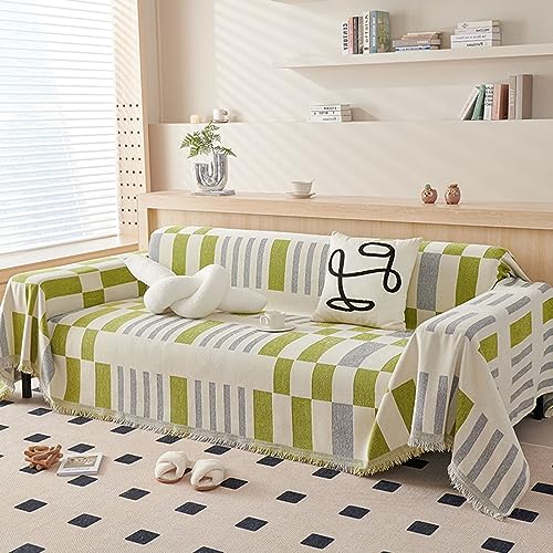 Sofabezug Hund, 180x150cm Geometrisches Muster mit Quaste Sofaüberwurf Couchschutz für Haustiere Haare Hund Katze Kratzer aus Chenille, (Grau Grün, 1 Sitzer) von Musihy