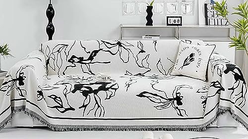 Sofabezug Hussen, 180x230cm Kunstmalerei Blumenmuster Sofahusse für Wohnzimmer Protector für Hunde Haustiere aus Chenille, (Schwarz, 2 Sitzer) von Musihy
