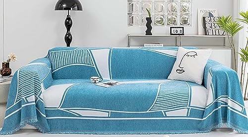 Sofabezug Katzenschutz, 180x300cm Minimalistisches geometrisches Muster Couchschutz für Haustiere aus Chenille, (Blau Weiß, 3 Sitzer) von Musihy