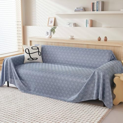 Sofabezug Schlafsofa, 200x300cm Einfarbiges, gittergewebtes, strukturiertes Muster Sofaüberwurf Couch Überzug Futonbezug aus Polyester, (Jeansblau, 3 Sitzer) von Musihy