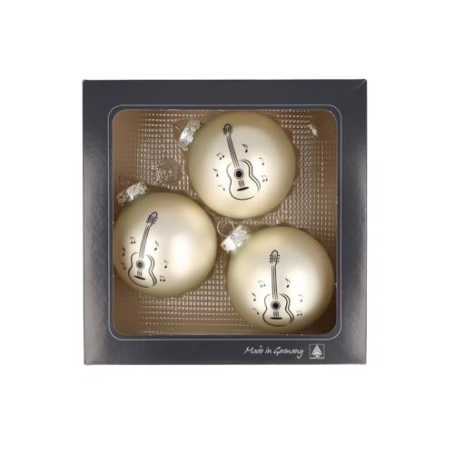 3er-Set Weihnachtskugeln mit Konzertgitarre-Druck, Musik-Design, (Silber matt) von Musikboutique
