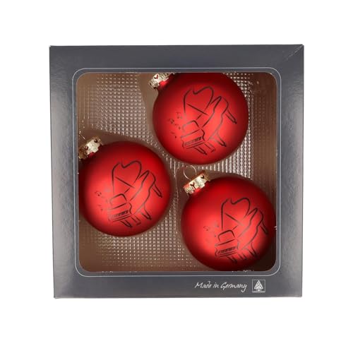 3er-Set Weihnachtskugeln mit Piano-Druck, Musik-Design, (Rot matt) von Musikboutique