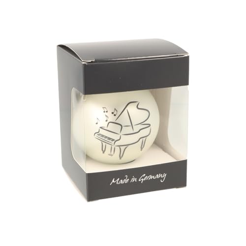Glas-Weihnachtskugel mit Piano-Motiv, Ø ca. 8 cm (Silber matt) von Musikboutique