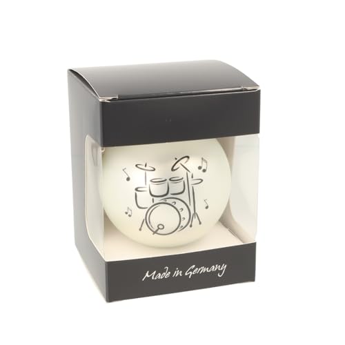 Glas-Weihnachtskugel mit Schlagzeug-Motiv, Ø ca. 8 cm (Silber matt) von Musikboutique