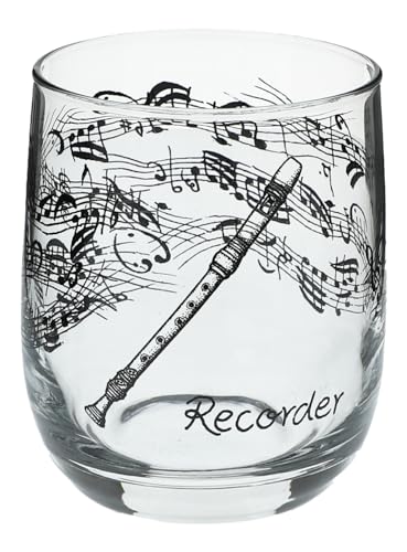 Glas mit Instrumenten und musikalischen Motiven, schwarzer Druck (Blockflöte), 275 ml von Musikboutique