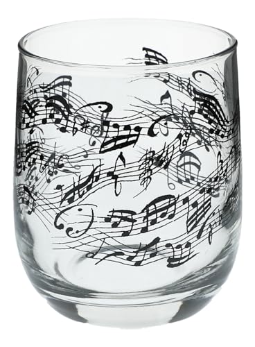 Glas mit Instrumenten und musikalischen Motiven, schwarzer Druck (Notenlinie), 275 ml von Musikboutique