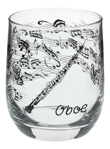 Glas mit Instrumenten und musikalischen Motiven, schwarzer Druck (Oboe), 275 ml von Musikboutique