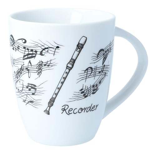 Kaffeetasse mit diversen Instrumenten und musikalischen Motiven (Blockflöte), 280 ml von Musikboutique