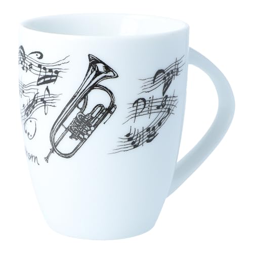 Kaffeetasse mit diversen Instrumenten und musikalischen Motiven (Flügelhorn), 280 ml von Musikboutique