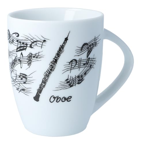 Kaffeetasse mit diversen Instrumenten und musikalischen Motiven (Oboe), 280 ml von Musikboutique