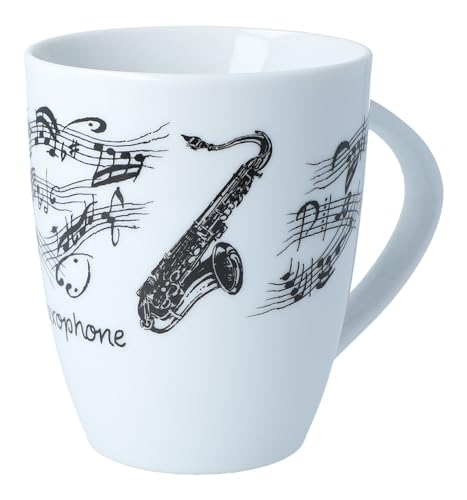 Kaffeetasse mit diversen Instrumenten und musikalischen Motiven (Saxophon), 280 ml von Musikboutique