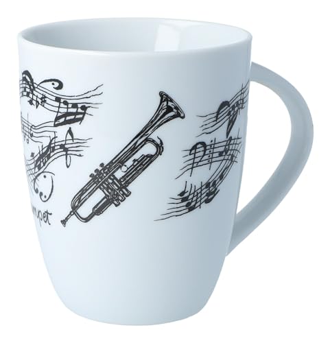 Kaffeetasse mit diversen Instrumenten und musikalischen Motiven (Trompete), 280 ml von Musikboutique