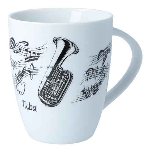 Kaffeetasse mit diversen Instrumenten und musikalischen Motiven (Tuba), 280 ml von Musikboutique