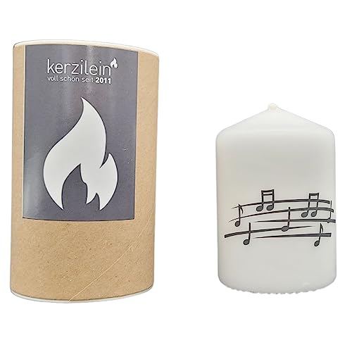 Kerzilein Stumpenkerze mit Notenlinie in Verpackung von Musikboutique