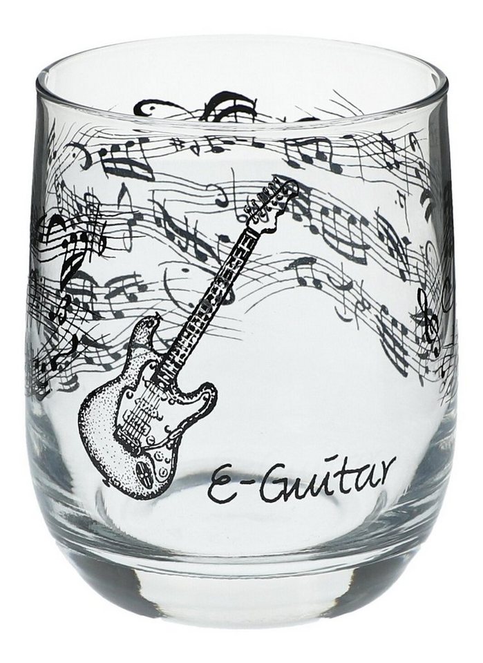 Musikboutique Glas, Trinkgefäß, bedruckt mit E-Gitarren-Motiv von Musikboutique