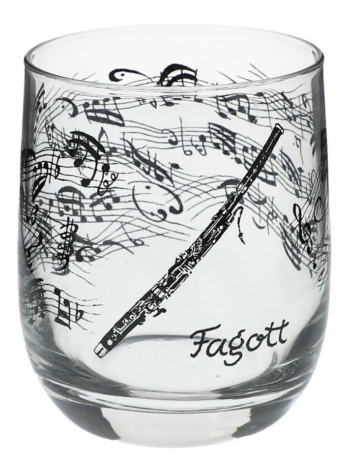 Musikboutique Glas, Trinkgefäß, bedruckt mit Fagott-Motiv von Musikboutique